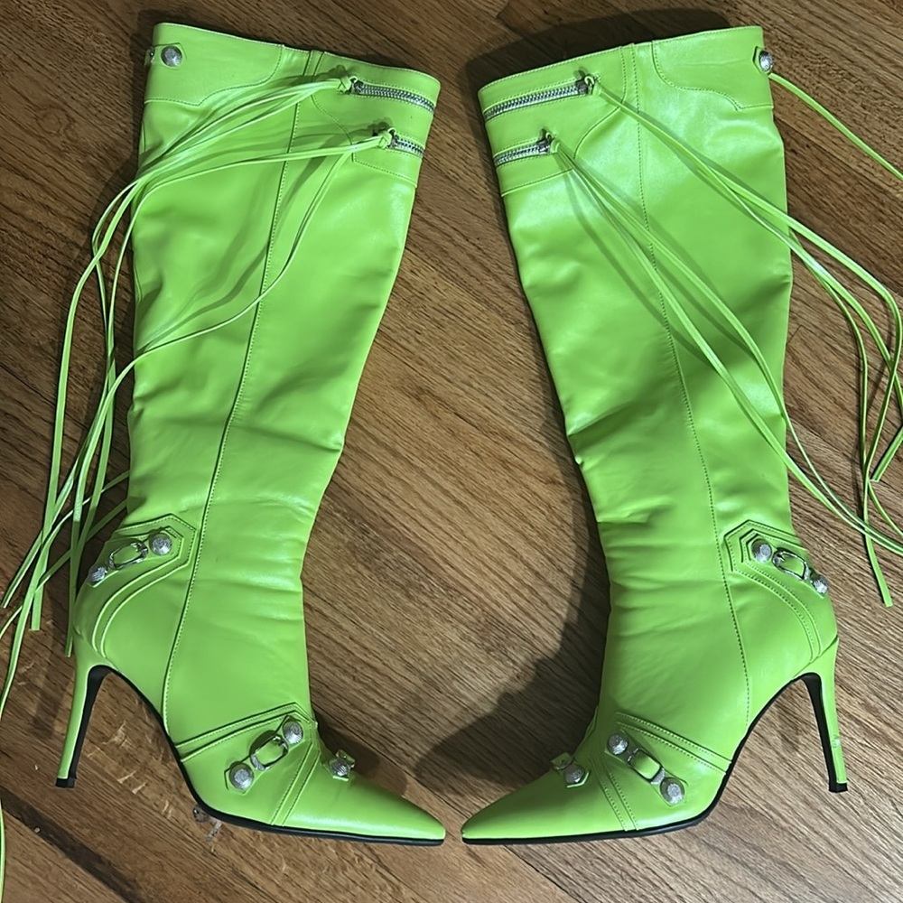 AZALEA WANG MAEVE STILETTO EDGY BOOTS IN LIME GREEN size 9 - Picture 5 of 12